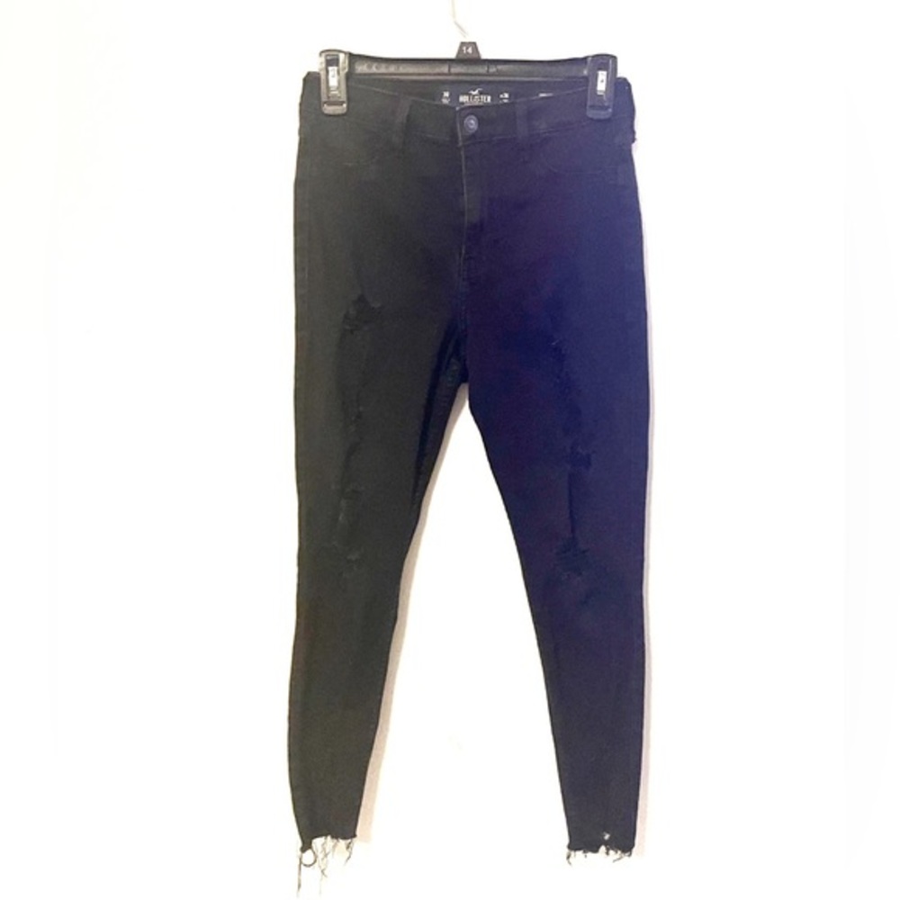 Hollister Black Distressed Curvy High Rise Crop Jean Leggings
